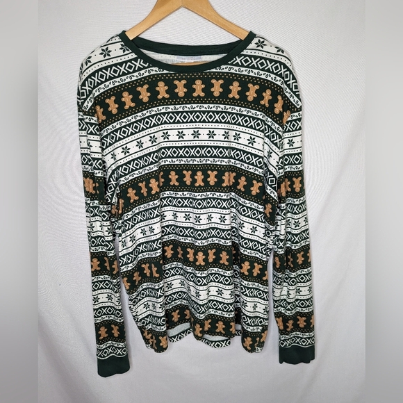 LC Lauren Conrad Gingerbread Jammies PJ set Pajama Set Fairisle Dark Green Sz XL - Picture 2 of 12